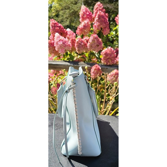 Mode Luxe Light Blue Satchel Handbag Purse - Vegan Leather - Picture 13 of 15
